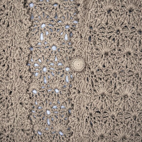 ornate long knitted cardigan with buttons and pockets - Picture 5 of 6